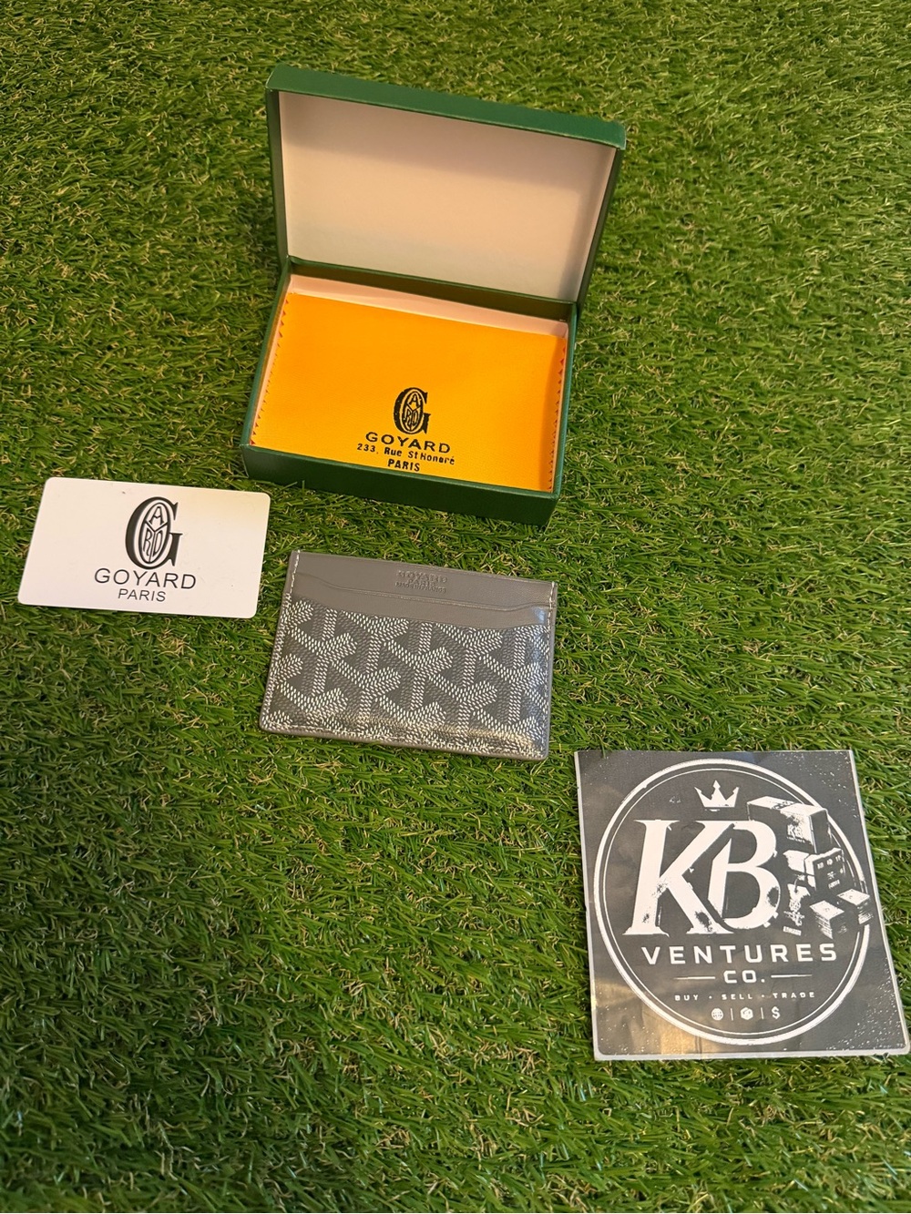 Goyard Gray Card & Key Holder - Signature Goyardine Pattern